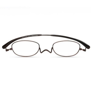 [薄型 老眼鏡 ペーパーグラス] Nスタ オーバル 201 フラットカラー（ブラウン） 携帯用ケース付き 財布に入る老眼鏡 栞(しおり) 型リーデ