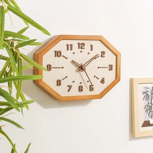 DANMUKEJI 壁掛け時計 おしゃれ 人気 時計 かわいい 天然木製 八角形 時計 3D立体数字 見やす 壁掛け 置き時計 卓上時計 北欧デザイン 連