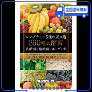 コンブチャ × 5種の炭 × 麹 260種の酵素 乳酸菌 ×酪酸菌 × ユーグレナ 特許取得成分配合 バイオペリン? ミドリムシ 穀物麹 難消化性