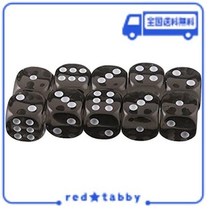 【ノーブランド品】 10個セット　TRPGゲーム　アクリル　おもちゃ　六面ダイス　D6　ダイス　サイコロ　全10色 - ブラック