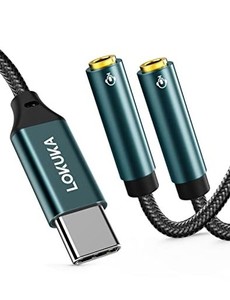 lokuka usb c イヤホンジャック 二股 4極 分岐 分配 マイク機能搭載 ボイスチャット dac搭載 ハイレゾ対応 音楽再生 音声通話 音量調節 t