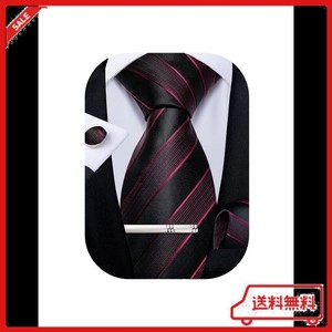 [DIBANGU] ネクタイ 黒 赤 ストライプ ビジネス用 ネクタイセット メンズ フォーマル 入学式