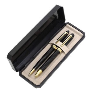 タキザワ 日本製2色回転・ボールペンシャープペン2本セット 1パック 高級ケース入 2色回転式ボールペン(黒赤インク)とレトロ調上軸ノック