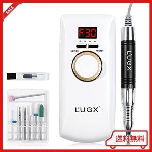 L’UGX 電動ネイルマシン 30000RPM プロ ネイルドリル 研磨 爪磨き ネイルマシーン 自宅サロン用 低騒音 低振動 8個のビット (ホワイト)