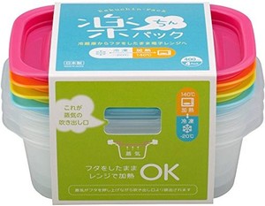 イノマタ化学 タッパー 4個セット 角型 400ml 蓋をしたままレンジ可能 日本製 カラフル 電子レンジ容器 楽ちんパック in98018