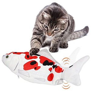 AURAKO 猫 おもちゃ 電動 ペットおもちゃ魚 猫用 ぬいぐるみ シミュレー魚 電動魚USB充電式 噛む動ける魚 取り外して洗えるおもちゃの魚 