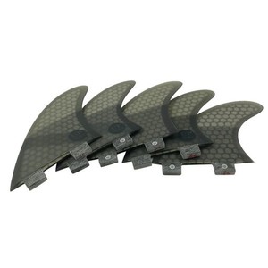 UPSURF SURFBOARD FINS DOUBLE TABS 5FINS サーフボードフィン K2.1サイズ 5枚セット サーフィン カーボン (グレー)