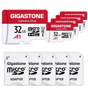 GIGASTONE マイクロSDカード 32GB 5個セット, 5 SDアダプタ付き 5 ミニ収納ケース付き, 90MB/S FULL HD 動画, UHS-I MICROSDHC A1 C10 U1