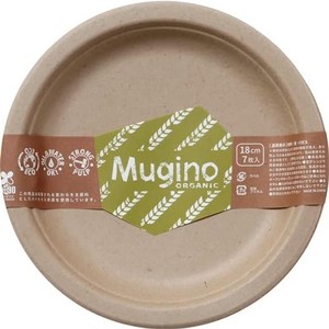 シンワ 紙皿 ペーパープレート MUGINO 18CM 7枚入り 耐水 耐油 電子レンジOK 無漂白 バイオマス配合 ラウンドプレート 約直径18CM×奥行2