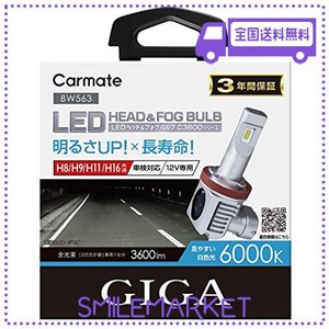 カーメイト GIGA 車用 LEDヘッドライトC3600 6000K 【 車検対応 / 】 見やすい白色光 H8 H9 H11 H16 BW563