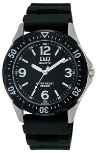 [シチズン Q&Q] 腕時計 アナログ 防水 ウレタンベルト W376-305 メンズ ブラック