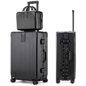 [ACHSENLI] スーツケース キャリーケース キャリーバッグ アルミフレーム 親子セット[スーツケース+スモールケース] 超軽量 機内持込 耐