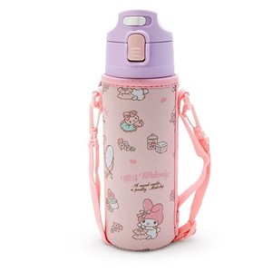 サンリオ 子供用 水筒 470ML 直飲み ワンタッチ ステンレス ボトル マイメロディ MY MELODY 保冷専用 ショルダーヒモが付いたポーチ付き 