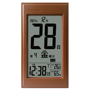 ADESSO(アデッソ) 日めくりカレンダー 革風 電波時計 デジタル 六曜 温度 湿度表示 置き掛け兼用 ライトブラウン FL-9254LBR