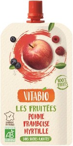 ミトク ヴィタビオ 有機スーパーフルーツ アップル・ラズベリー・ブルーベリー 120G×5本【砂糖不使用】【有機フルーツスムージー】