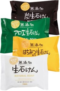 無添加生活 無添加生石けん 80G 4種類セット 固形石鹸 日本製 敏感肌 低刺激 植物性100%石鹸素地 アレルギーテスト済 ボディソープ 化粧