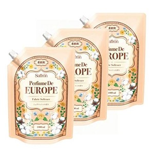 【まとめ買い】香りサフロン柔軟剤パフュームドヨーロッパ コットンフラワーの香り大容量1000ML×3個