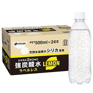 伊藤園 ラベルレス 強炭酸水 レモン 500ML×24本 シリカ含有