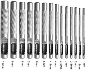 14本 革 穴あけポンチ ハトメ抜き 丸形 円型 打ち具 ベルトポンチ 工具 穴あけ革 穴あけパンチ 打ち抜きポンチ レザークラフト DIY ポン