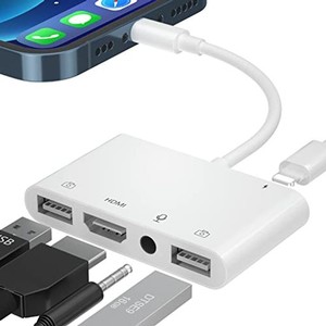 PHONE HDMI変換ケーブル LIGHTN-ING TO HDMI+USB*2+3.5MM 変換アダプタ HD1080P ライト-ニング DIGITAL AVアダプタ USB OTGカメラアダプ