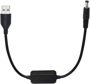 SINLOON 5V 12V USB 昇圧USB(Aタイプ)オス→DCジャックオス電源供給ケーブル(外径5.5MM内径2.1MM)黒30CM/用のカメラ、電気スタンド、スピ