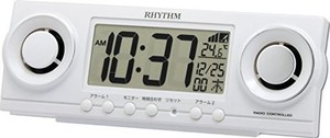 リズム(RHYTHM) 大音量 目覚まし時計 電波時計 デジタル 20種音 & ダブル アラーム 白 フィットバトラージューク 8RZ177SR03
