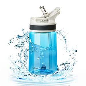 ACECAMP BPAフリー 子供 水筒 プラスチック、ストロー付き、TRITAN製 クリアウォーターボトル 350ML、ブルー