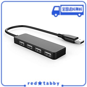 USB 2.0 HUB、4ポート2.0 HUB、ウルトラスリムデータハブスプリッター、USB拡張用5VマイクロUSB電源ポート (黒)