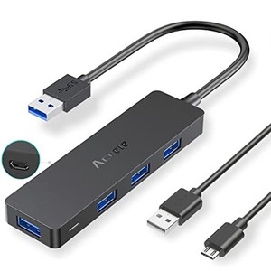 ACEELE USB ハブ 5ポート USB 3.0 ハブ付添MICRO USB 5 V 2 Aポート PS4対応 19CM 軽量 コンパクト5GBPS対応 USB HUB 在宅勤務 MACBOOK/S