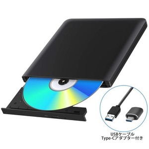 ブルーレイドライブ 外付 USB3.0 BDドライブ BLU-RAY CD/DVD読み込み CD/DVD書き込み可能 BD再生WINDOWS/MAC OS対応 TYPE-Cアダプター付