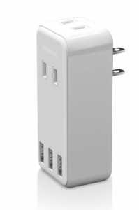 エレコム 電源タップ USBタップ 12W (USBポート×3 コンセント×2) 直挿し ECT-03 (USBポート×3 コンセント×2 [ホワイト])