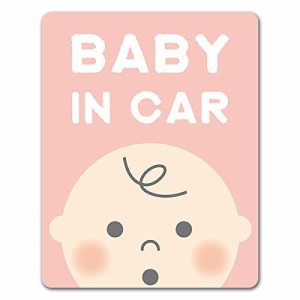 赤ちゃん 顔アップ ピンク【BABY IN CAR】車マグネットステッカー ベビーインカー