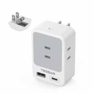 USB コンセントタップ TESSAN 電源タップ 雷ガード付 蛸足コンセント 分岐 (PD USB-C)