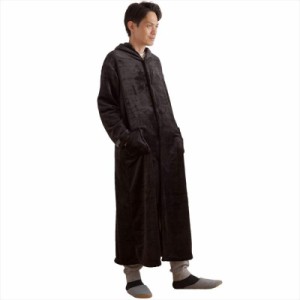 AQUA (アクア) 着る毛布 かいまき 男女兼用 冬 あったか フード付き Lサイズ (着丈:約125cm) ブラック mofua (モフア) プレミアムマイク