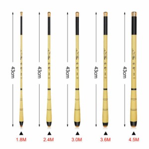 JINKING 渓流竿 ロッド 釣り竿 カーボンロッド 仕舞寸法43cm 超軽量 超硬調万能小継 コンパクト延べ竿 大中小魚万能竿 1.8M/2.1M/2.4M/2,