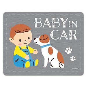赤ちゃんと子犬【BABY IN CAR】車マグネットステッカー ベビーインカー