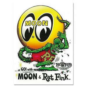 ムーンアイズ MOONEYES Rat Fink ラットフィンク コラボ Sticker ステッカー Rat Fink x MOON アイボール [DM232]