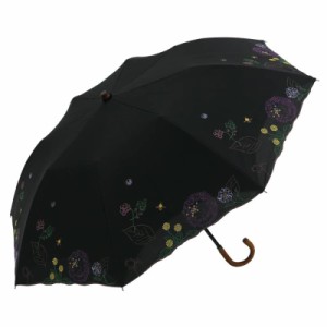 [シノワズリーモダン]日傘 晴雨兼用 ショート折りたたみ 逃熱 かわず張り 1級遮光 遮熱 涼しい (ボタニカル・ブラック)