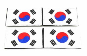 naissant 4枚 セット 韓国 国旗 韓国旗 ワッペン 韓国軍 刺繍 腕章 ワッペン マジックテープ ハングル パッチ サバゲー/バッグ/キャップ 