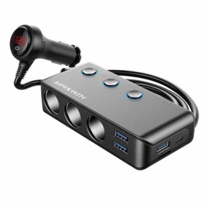 MAXWIN(マックスウィン) 3連シガー シガーソケット 増設 USB タイプC PD QC3.0 急速充電 車載充電器 ソケット 分配器 スイッチ付き カー