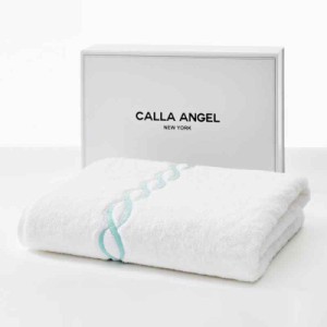 Calla Angel New York バスタオル 高級綿 エジプト綿 超厚手 大判 白 海外 人気 ギフト 箱入り (ホワイト タオル (ミント チェーン))