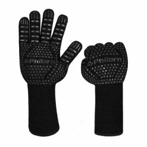 PHILORN 耐熱グローブ 5本指 バーベキューグローブ クッキンググローブ 耐熱 手袋 最高耐熱温度800℃ (黒い)