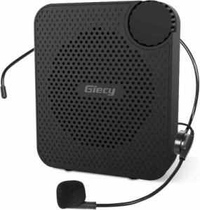 Giecy 拡声器 ポータブル、小型ハンズフリーメガホン 15W2600mah充電式バッテリー マイク付き ポータブルボイスアンプPAシステム、教師、