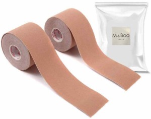 テーピングテープ キネシオテープ キネシオロジーテープ 2巻入 筋肉関節サポート 通気性伸縮性汗に強い 5cm x 5m (M&Boo) (ベージュ)