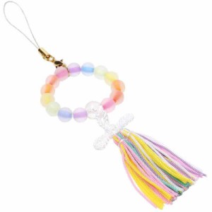数珠屋 が つくる カラフル 虹色 ストラップ 日本製/パワーストーン お守り 幸運 (レインボー)