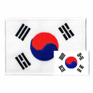 韓国 国旗 刺繍 ワッペン エンブレム M+SS ペアセット アイロン接着