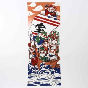 [手ぬぐい 招き猫]【七福猫】日本製・綿100%・長さ90cm 幅34 cm 「T54」