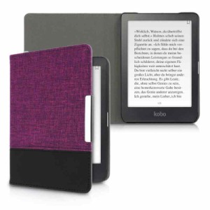 kwmobile 対応: Kobo Clara HD ケース - キャンバス 電子書籍カバー - オートスリープ reader 保護ケース (紫色 / 黒色)