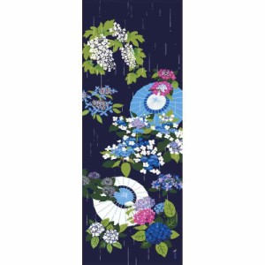 濱文様 絵てぬぐい 五月雨に紫陽花