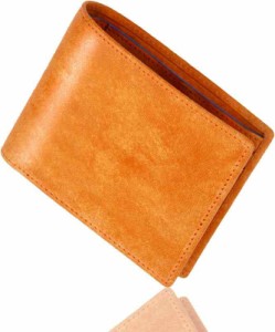 [ブライゼル] 財布 メンズ 2つ折り イタリアンレザー 日本製 フルレザー 二つ折り財布 本革 プエブロ (オレンジ)